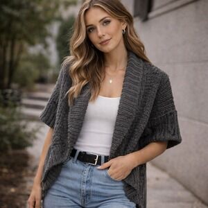 Express Y2K Shawl Collar Chunky Knit Cardigan Sweater Womens‎ Small Wool Alpaca